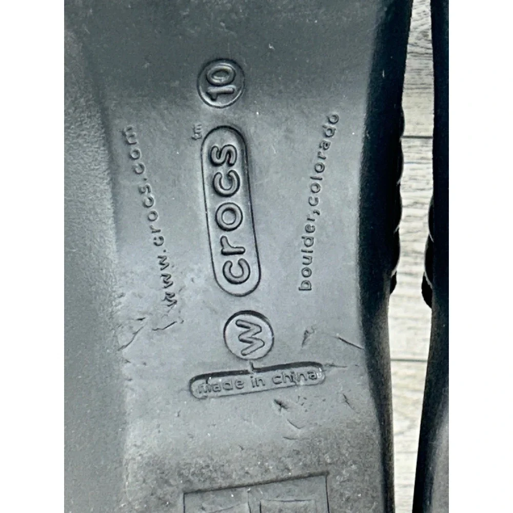 Crocs Cyprus IV Black Wedge Sandals Women Size 10 Two Strap Slip On Heels